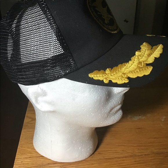 VTG NRA National Rifle Association 80s Black Gold Cap USA Trucker Snapback Hat - Picture 3 of 8